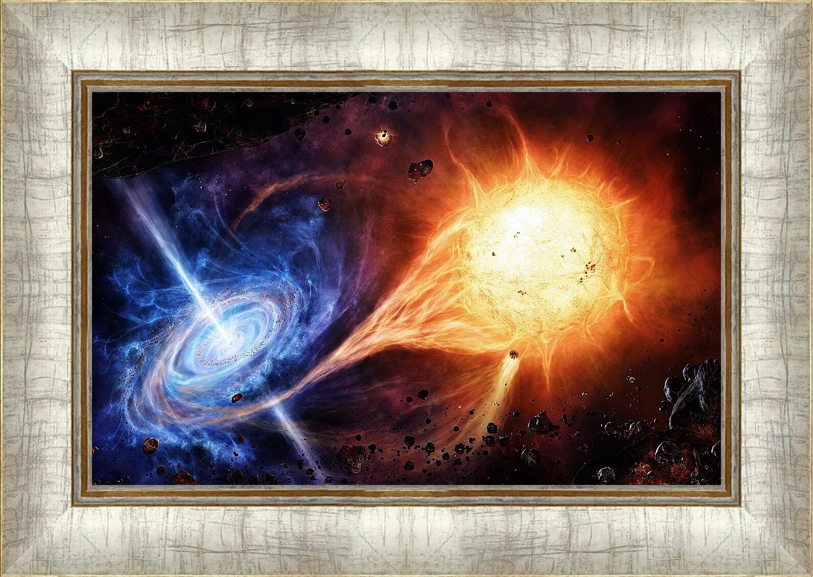 Картина в раме - Микс взрыва сверхновой и спиральной галактики