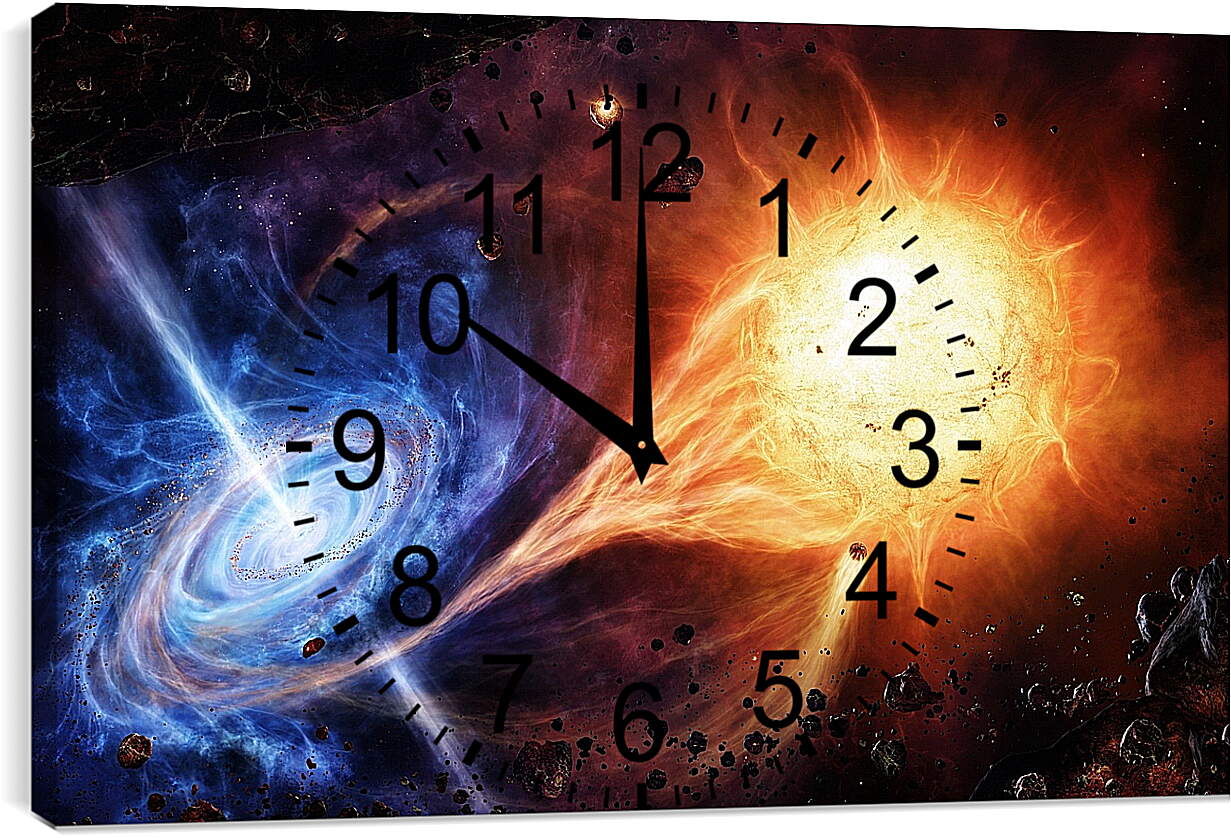 Часы картина - Микс взрыва сверхновой и спиральной галактики