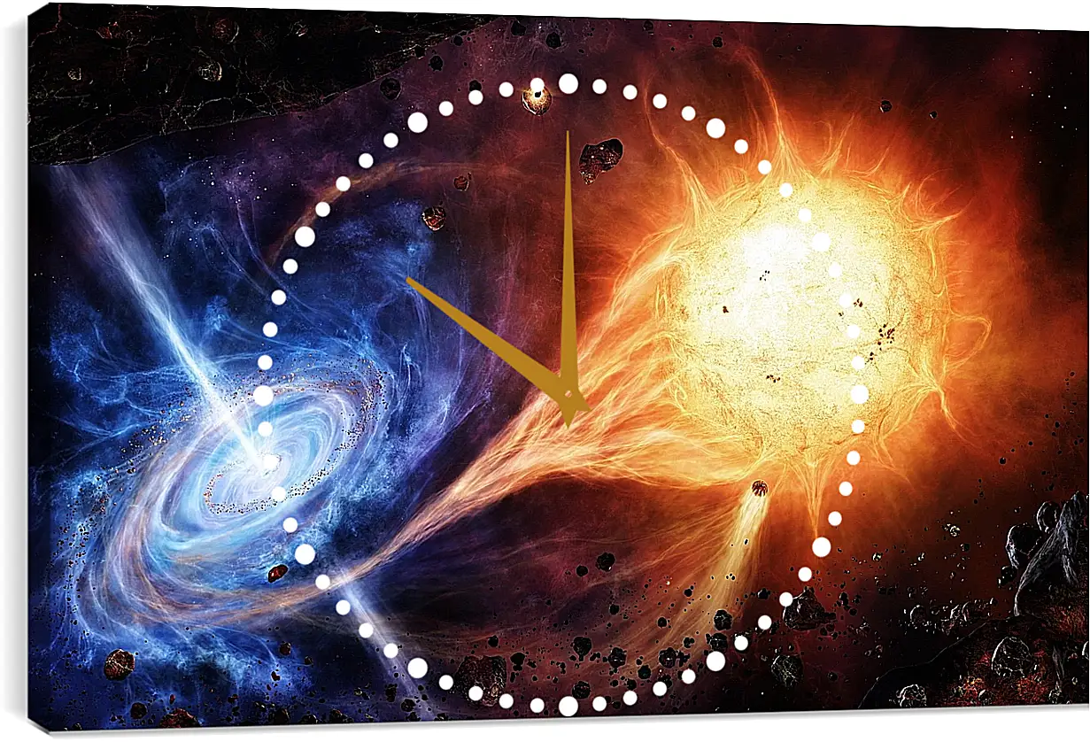 Часы картина - Микс взрыва сверхновой и спиральной галактики