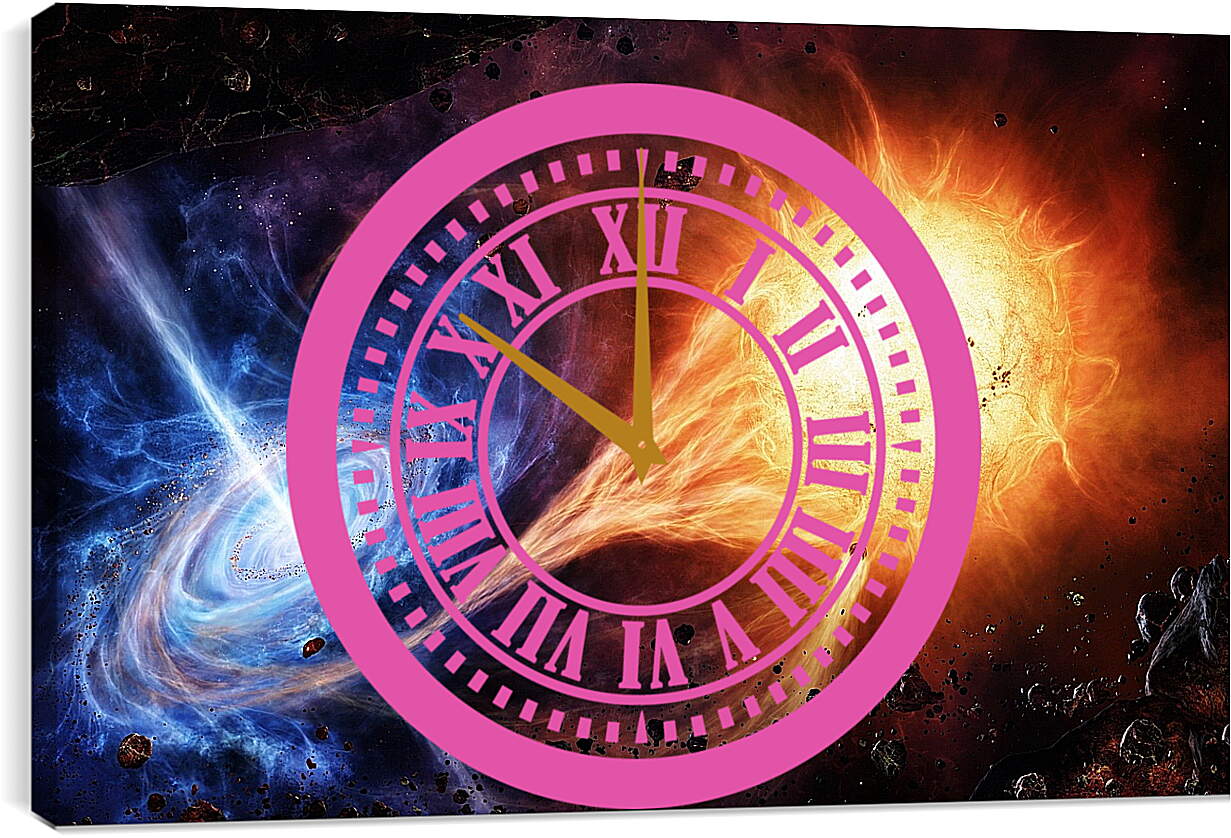Часы картина - Микс взрыва сверхновой и спиральной галактики