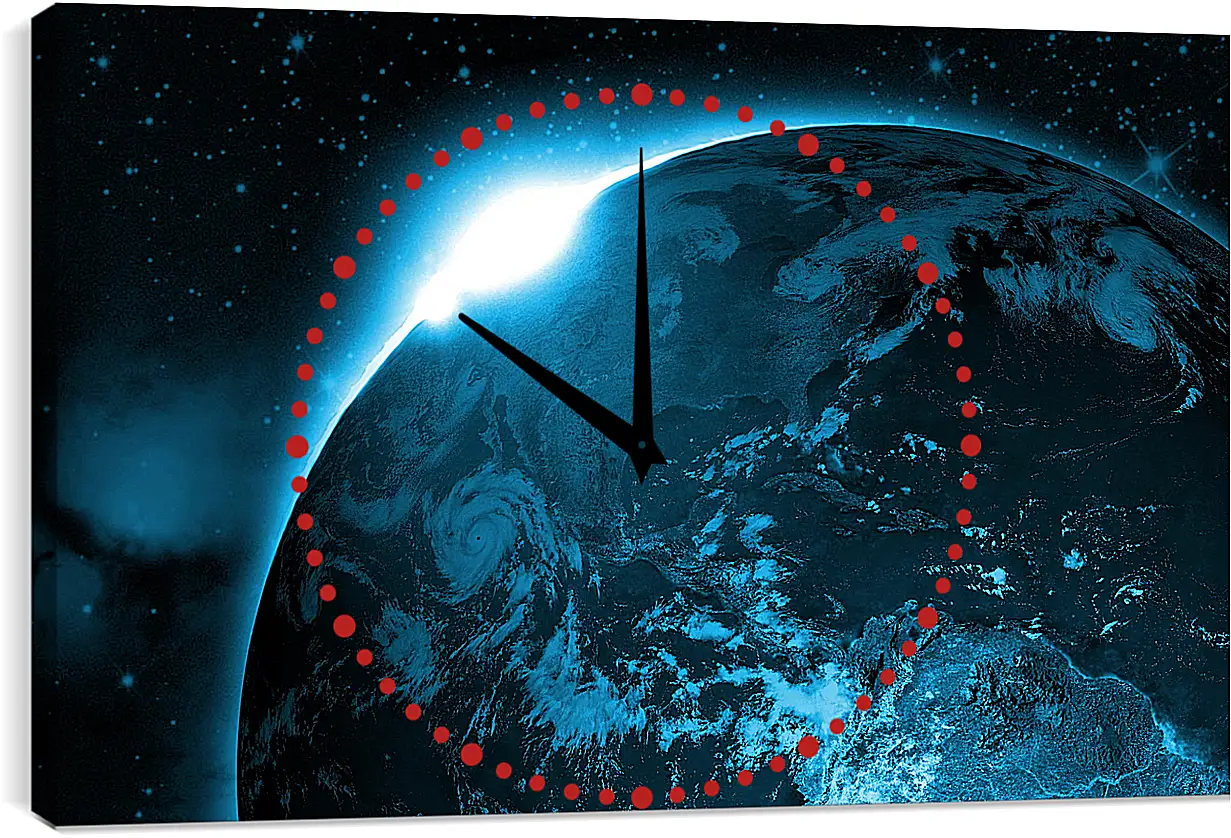 Часы картина - Восход солнца над планетой