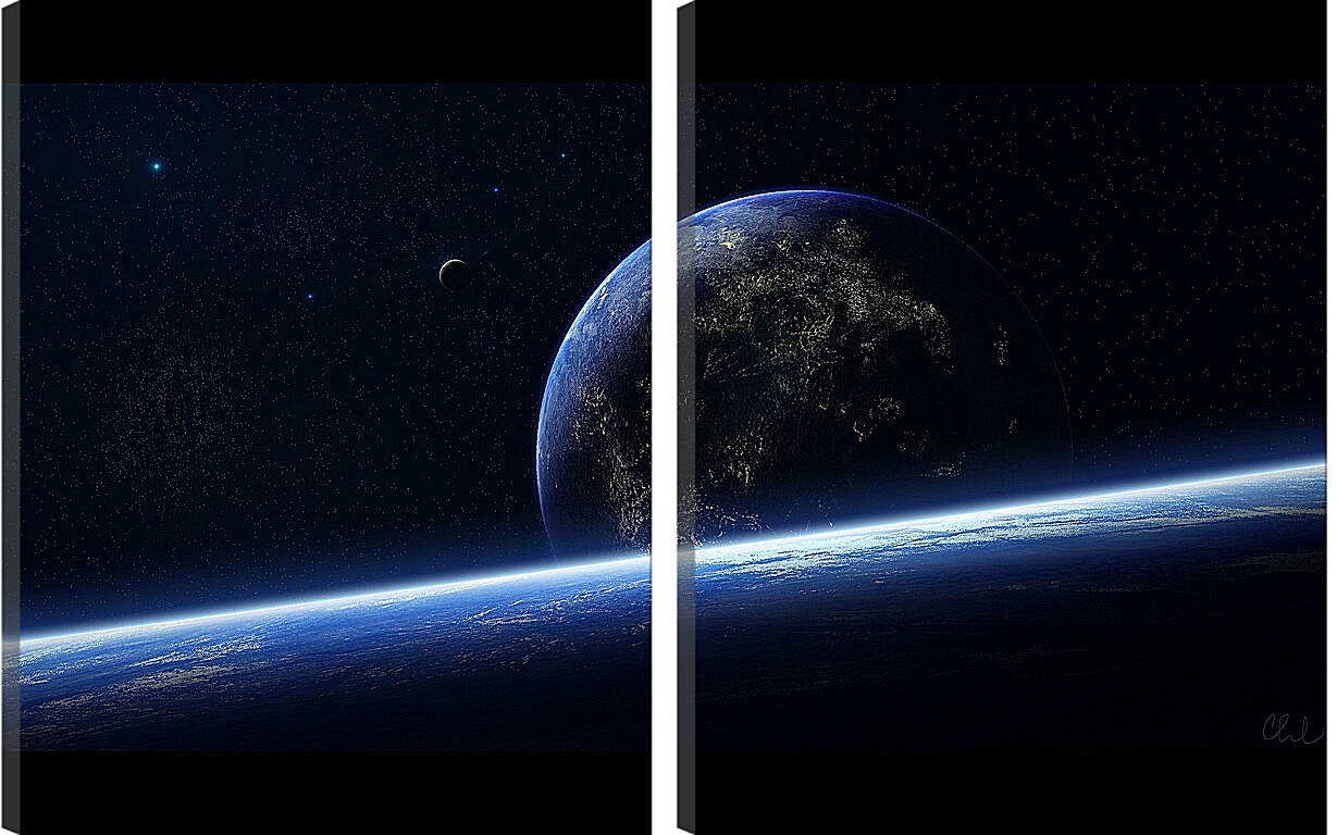 Модульная картина - Поверхность земли глазами космонавта