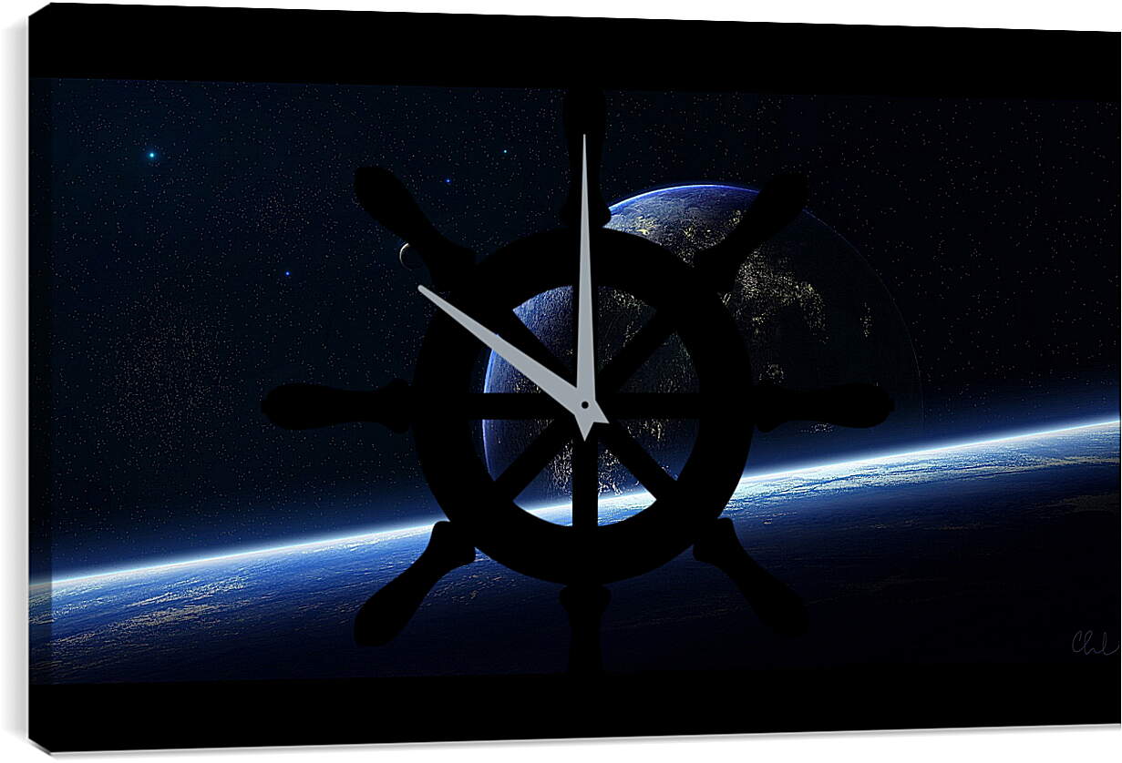 Часы картина - Поверхность земли глазами космонавта