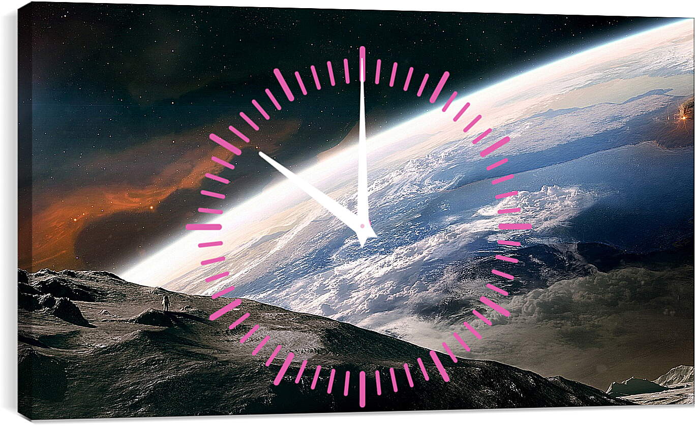 Часы картина - Вид на Землю с Луны