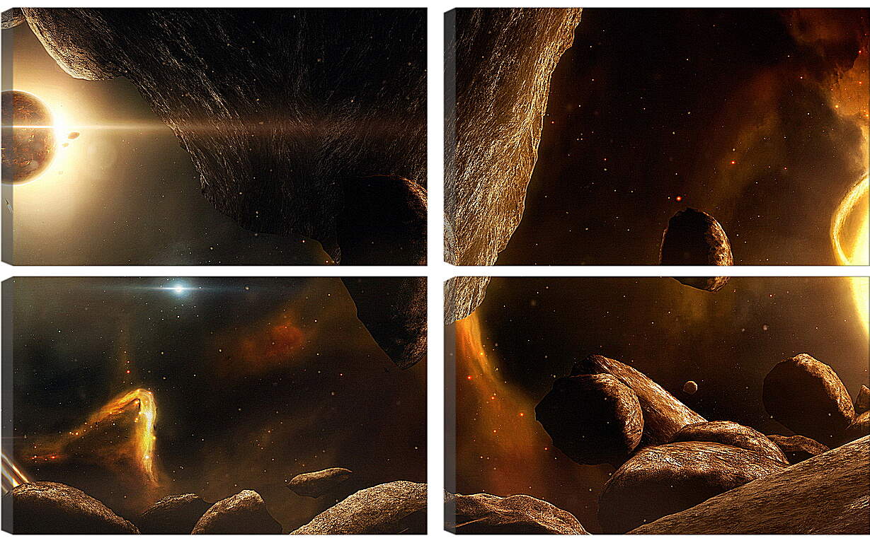 Модульная картина - Планета и астероиды