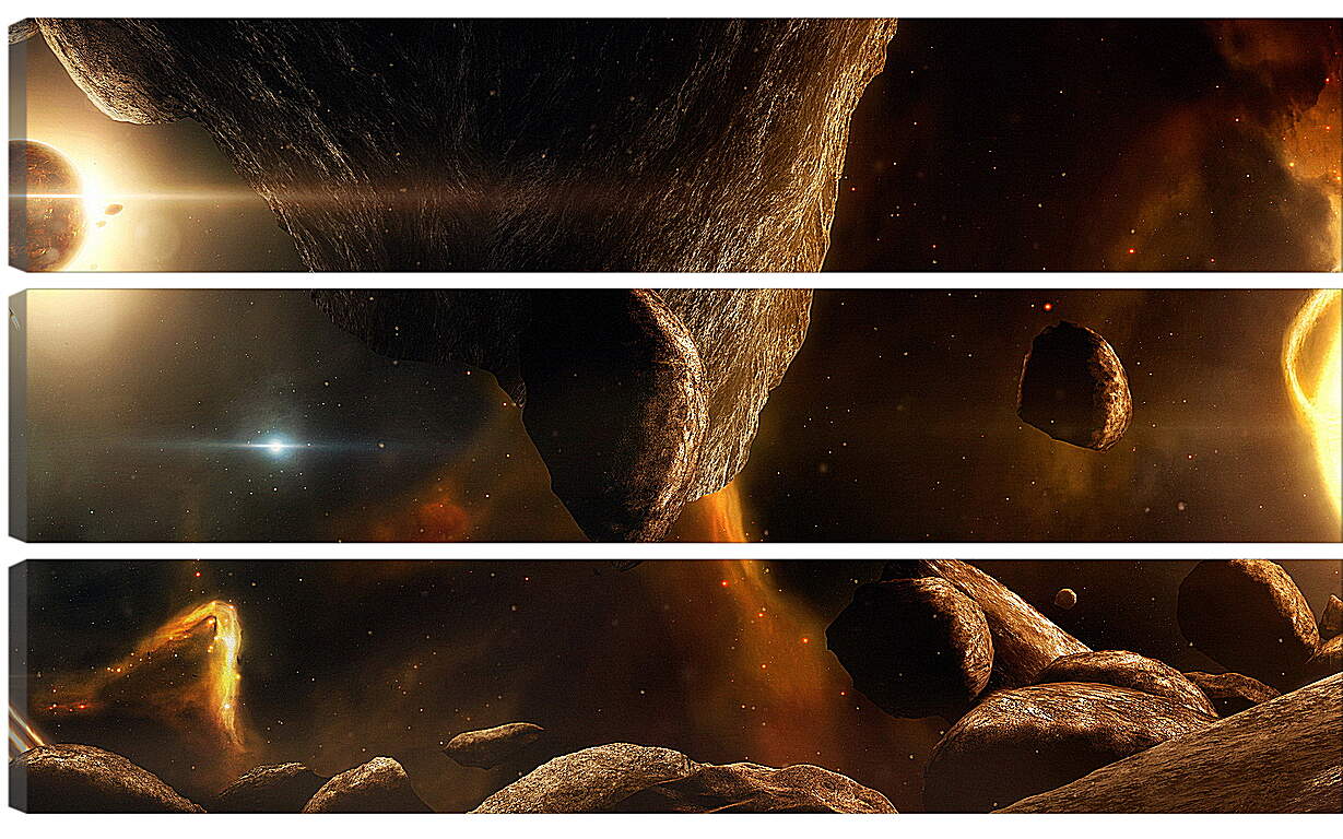 Модульная картина - Планета и астероиды