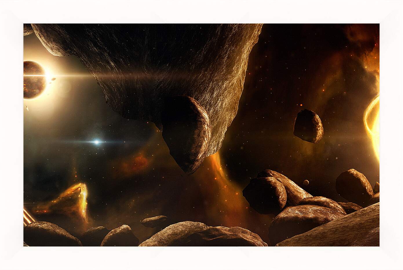 Картина в раме - Планета и астероиды