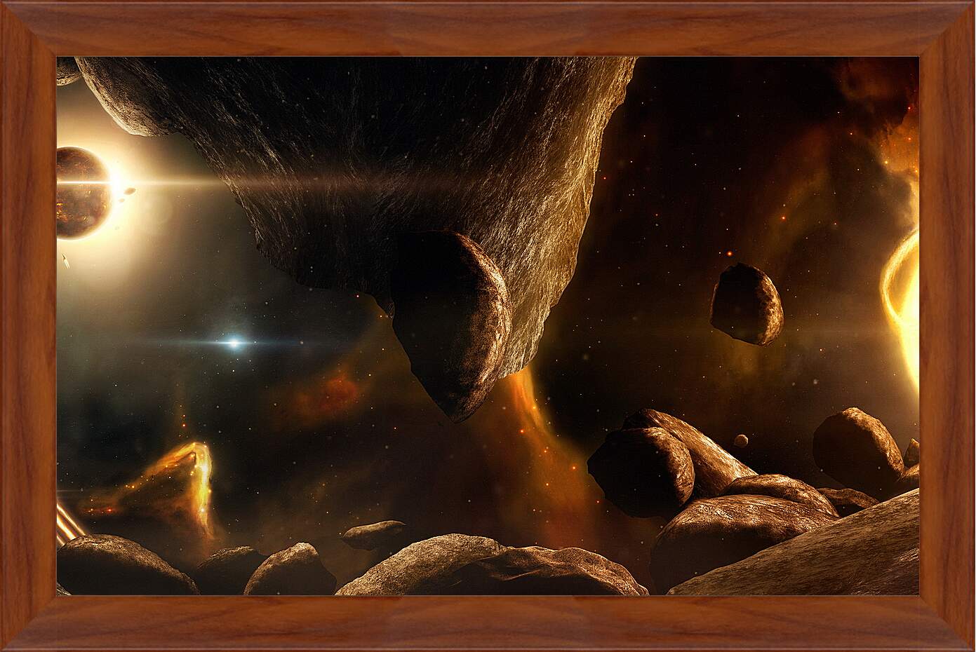 Картина в раме - Планета и астероиды