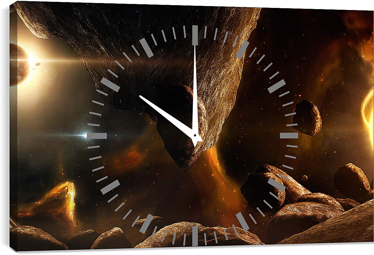 Часы картина - Планета и астероиды