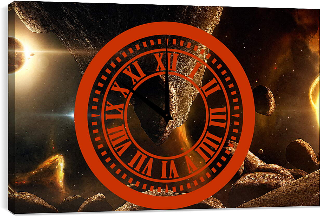 Часы картина - Планета и астероиды