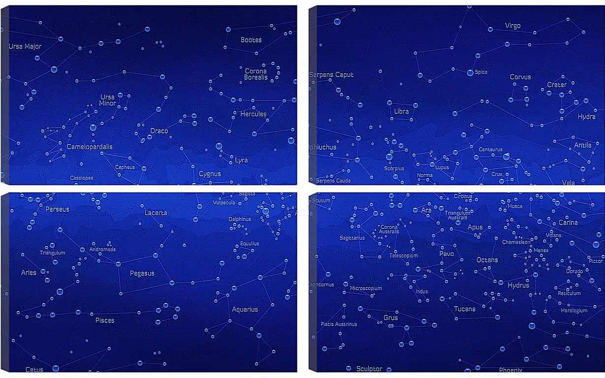 Модульная картина - Карта звездного неба