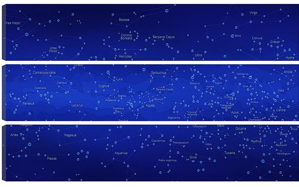 Модульная картина - Карта звездного неба