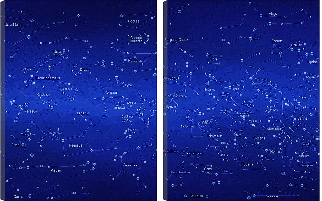 Модульная картина - Карта звездного неба