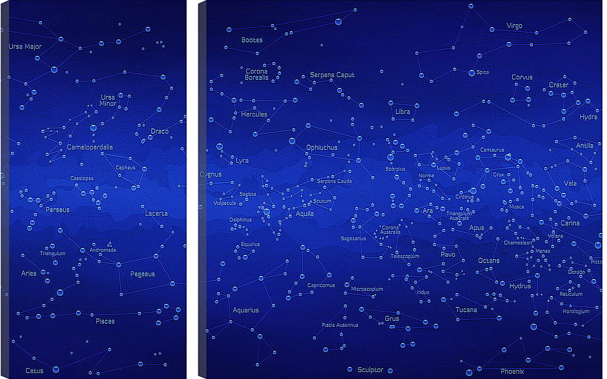 Модульная картина - Карта звездного неба