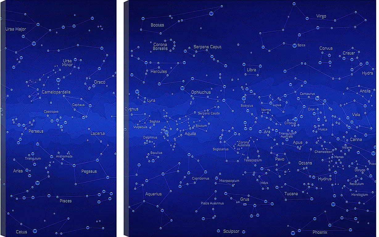 Модульная картина - Карта звездного неба