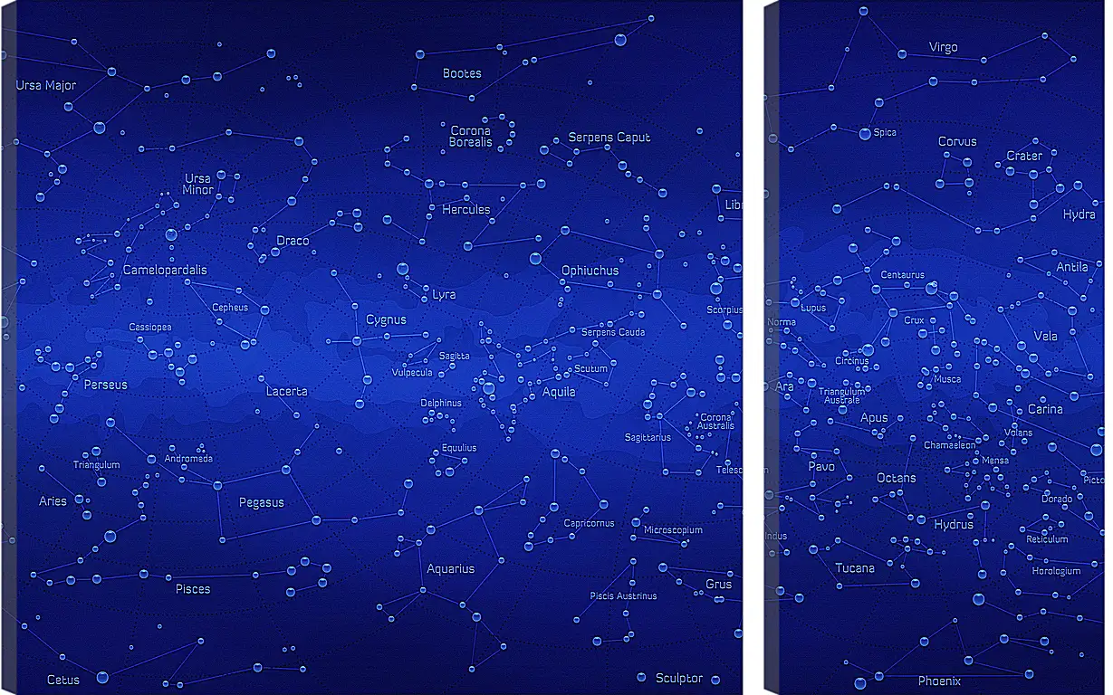 Модульная картина - Карта звездного неба