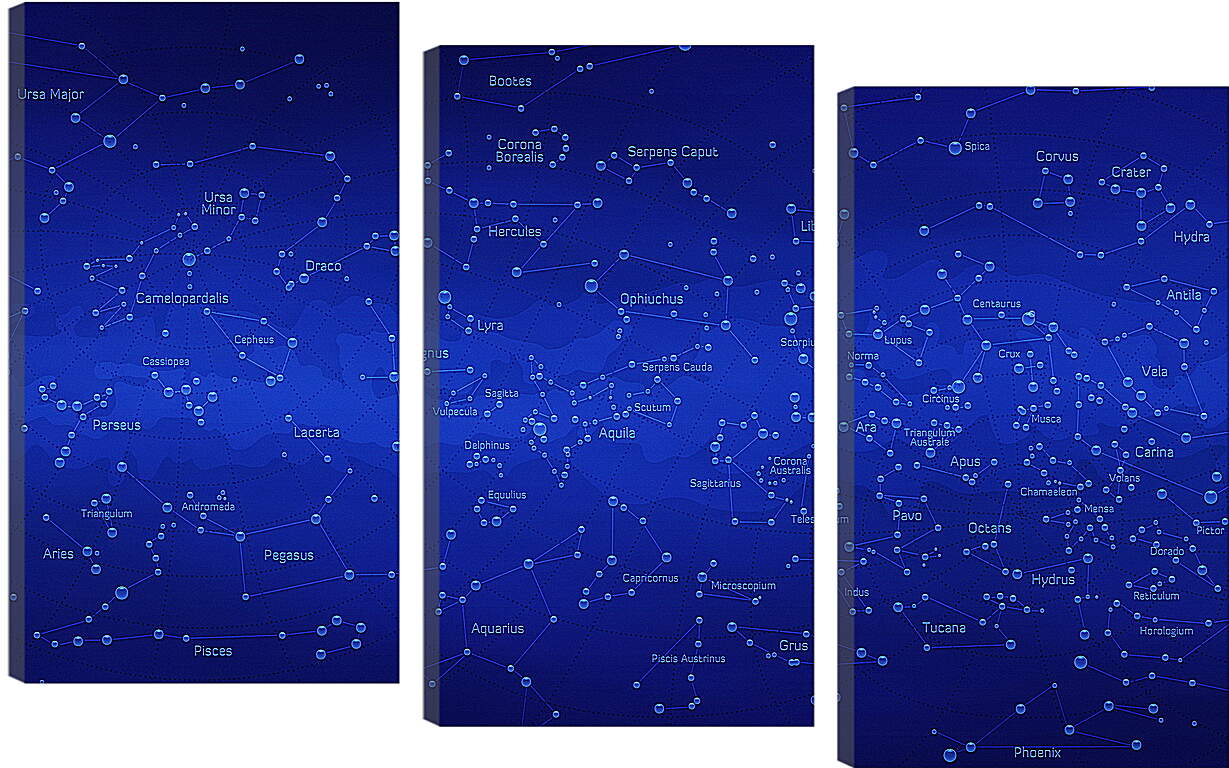 Модульная картина - Карта звездного неба