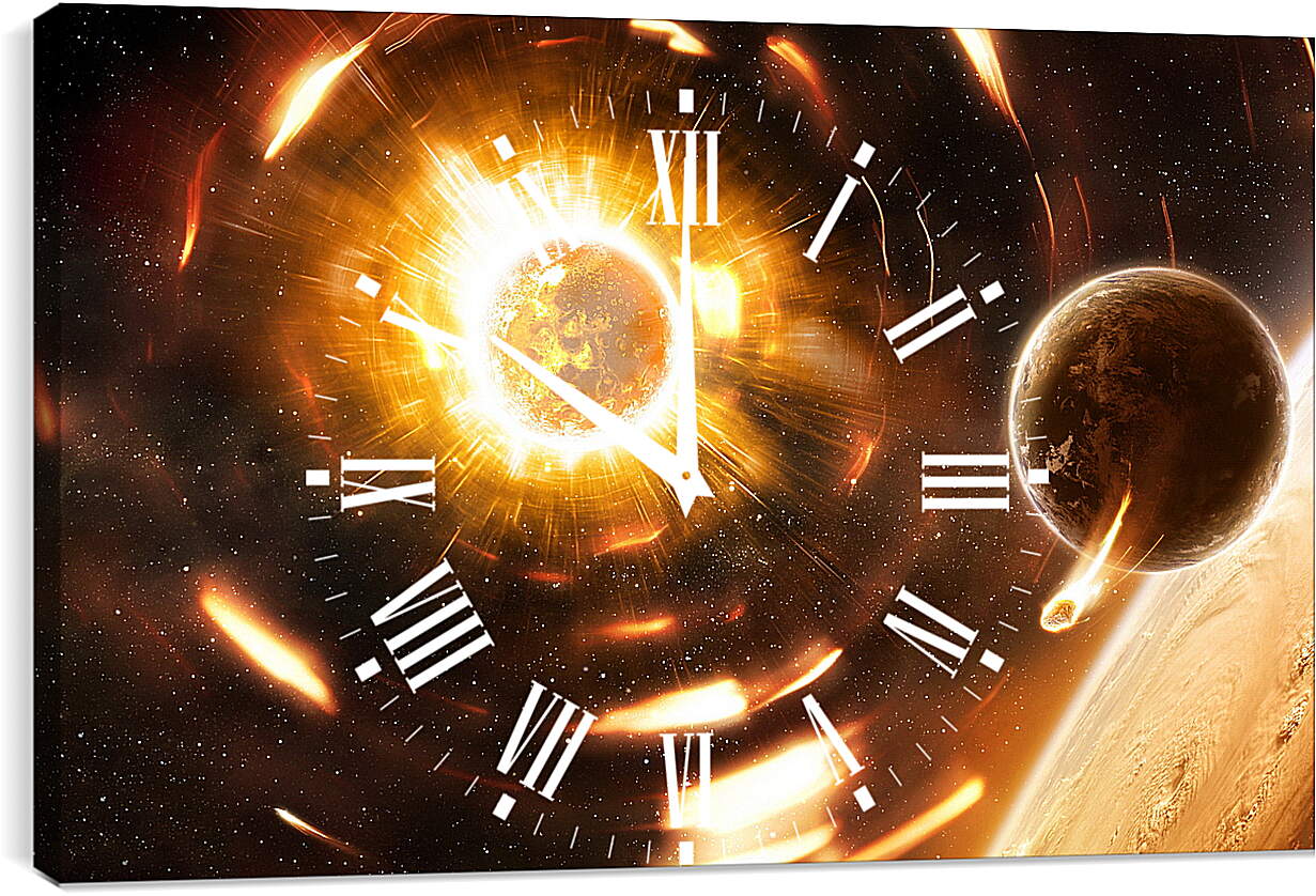 Часы картина - Взрыв солнечный
