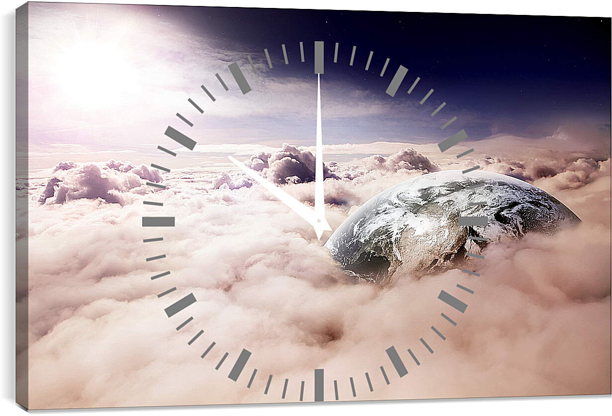 Часы картина - Земля и густые облака