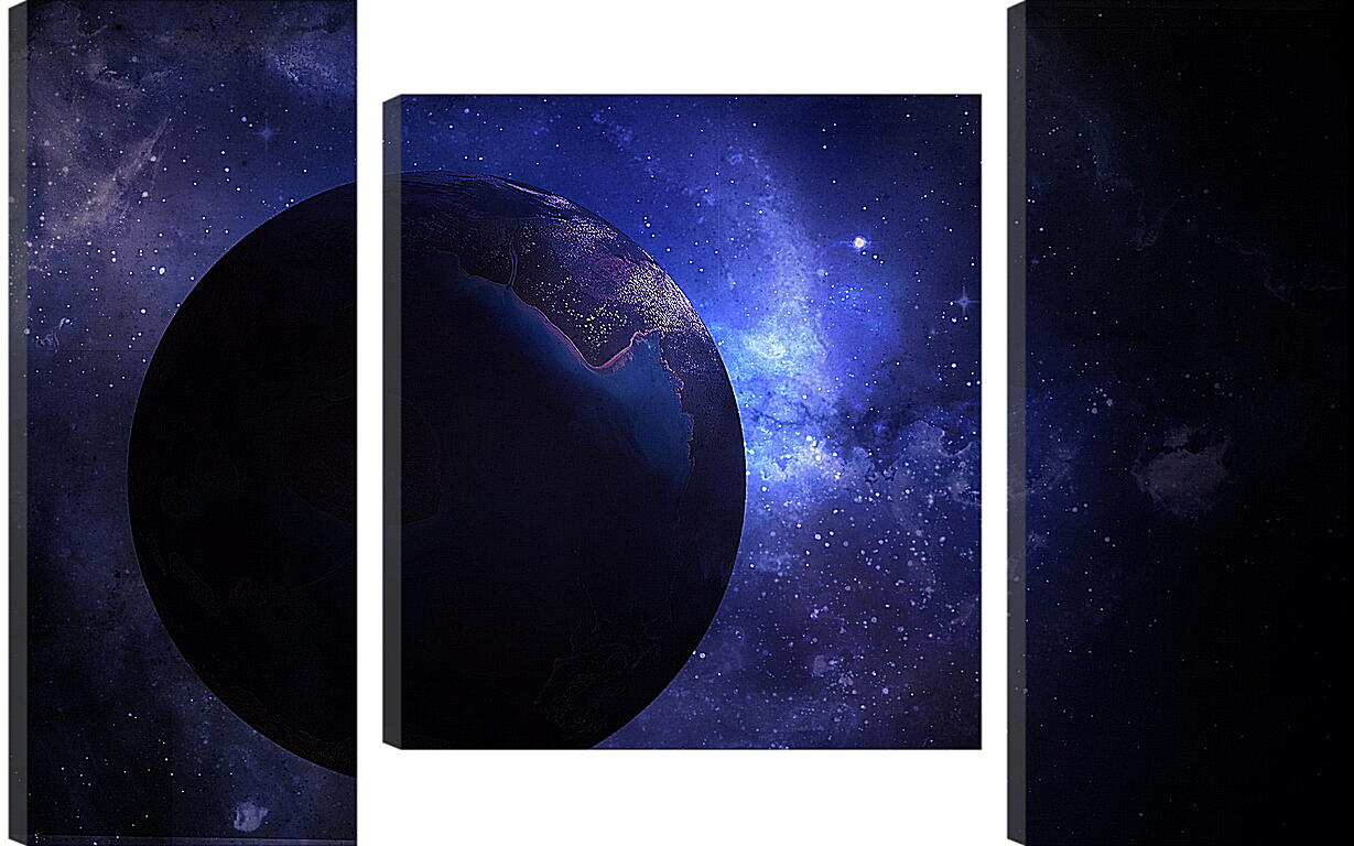 Модульная картина - Одинокая планета во тьме