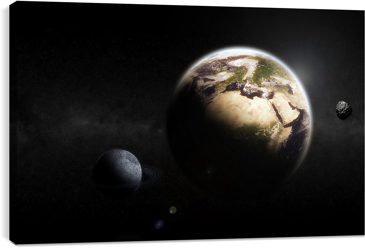 Постер и плакат - Планета земля на темном фоне