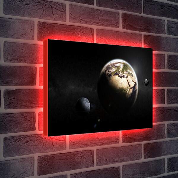 Лайтбокс световая панель - Планета земля на темном фоне