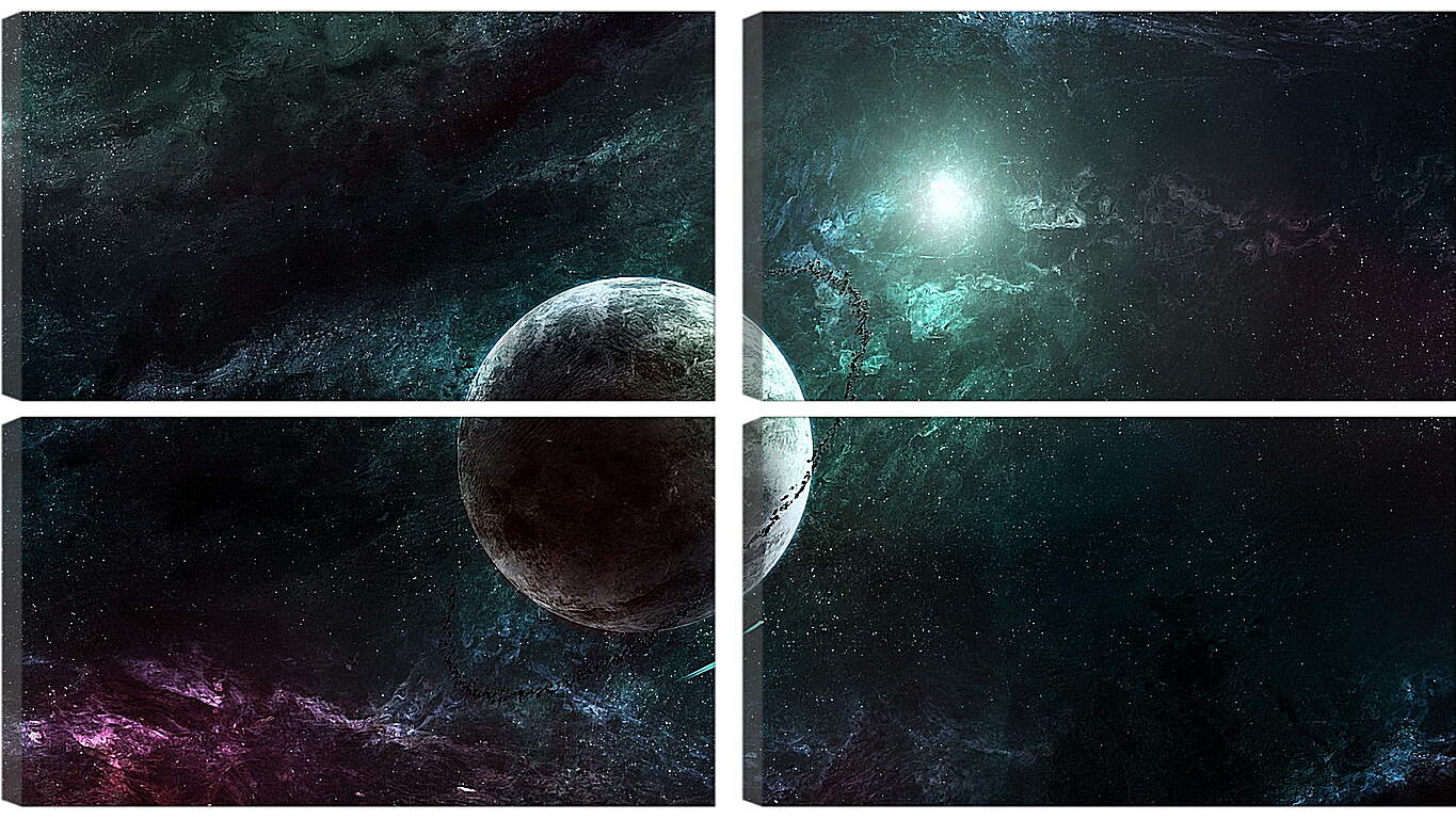 Модульная картина - Планета в космической туманности