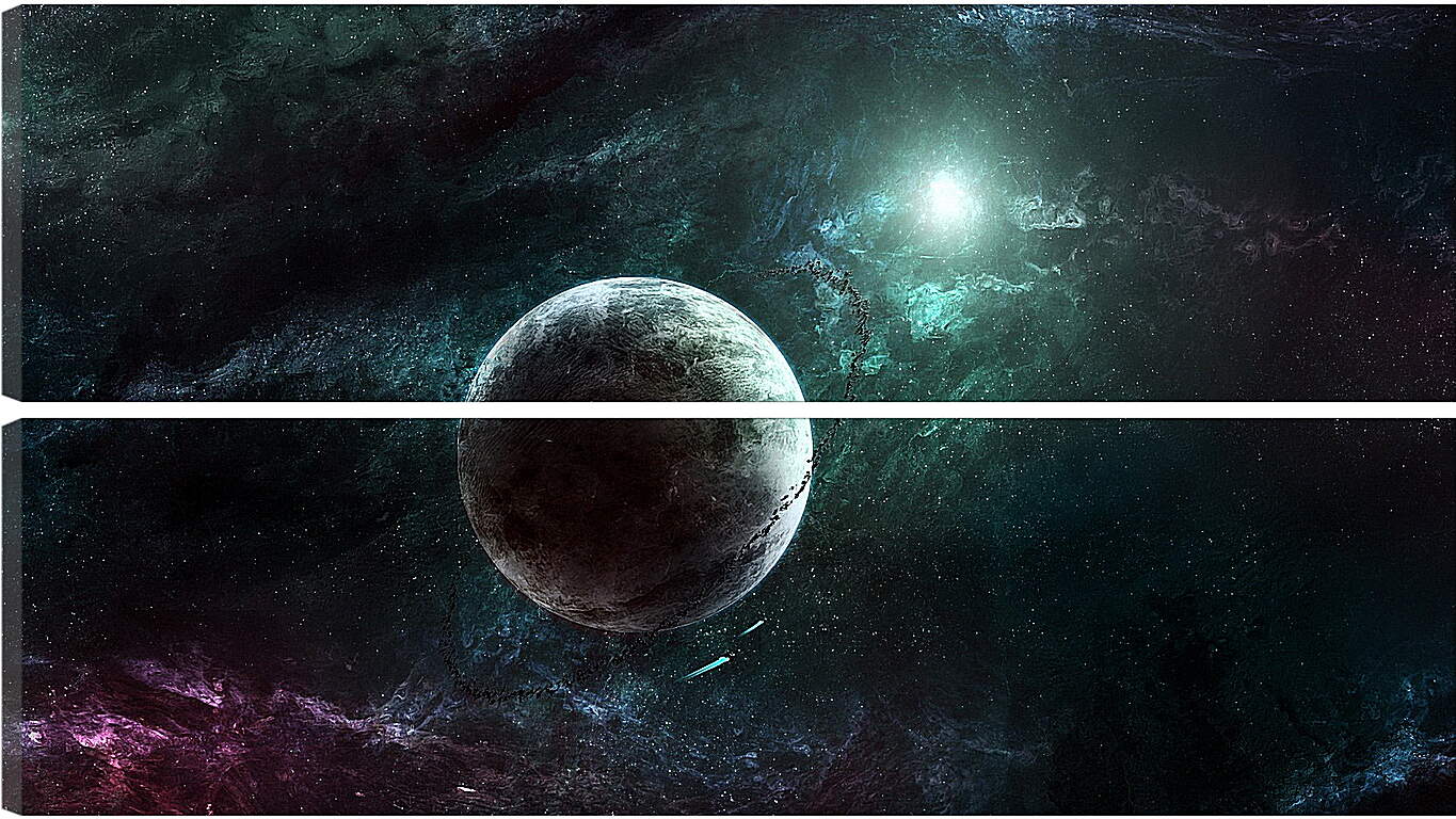 Модульная картина - Планета в космической туманности