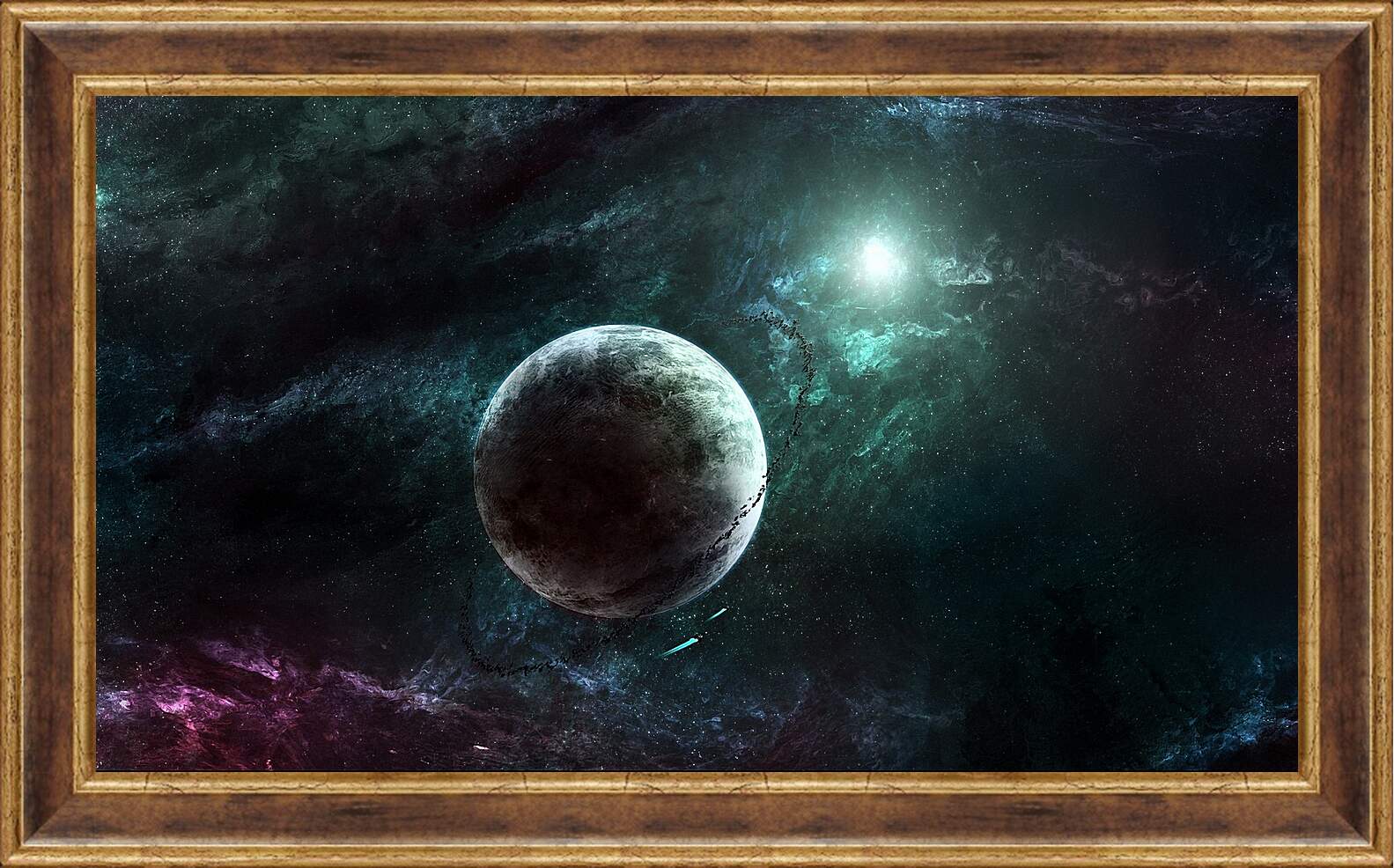 Картина в раме - Планета в космической туманности