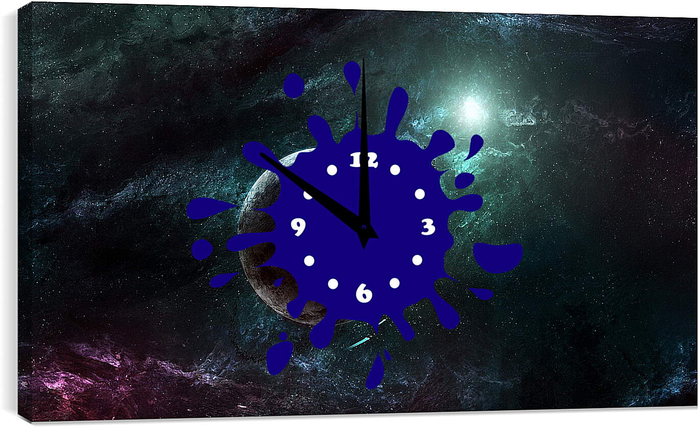 Часы картина - Планета в космической туманности
