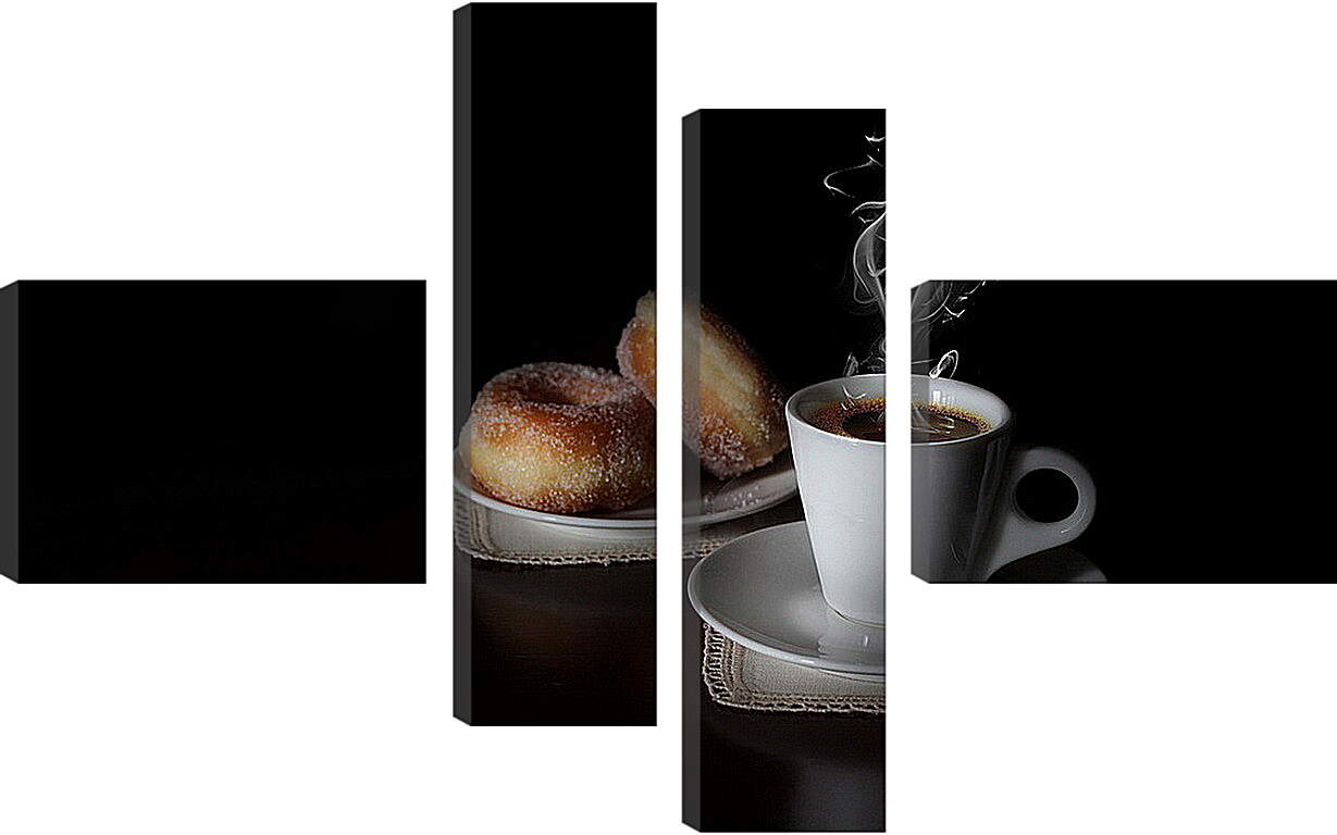 Модульная картина - Чашечка кофе с булочками