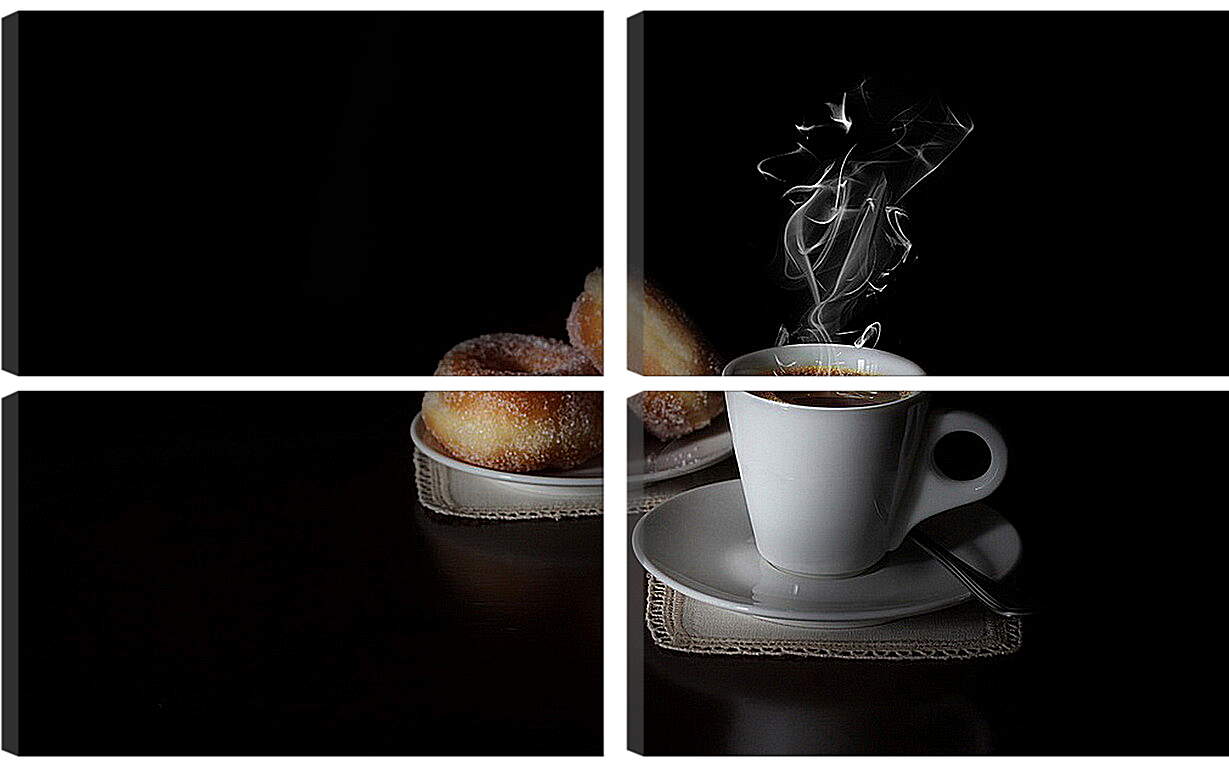 Модульная картина - Чашечка кофе с булочками