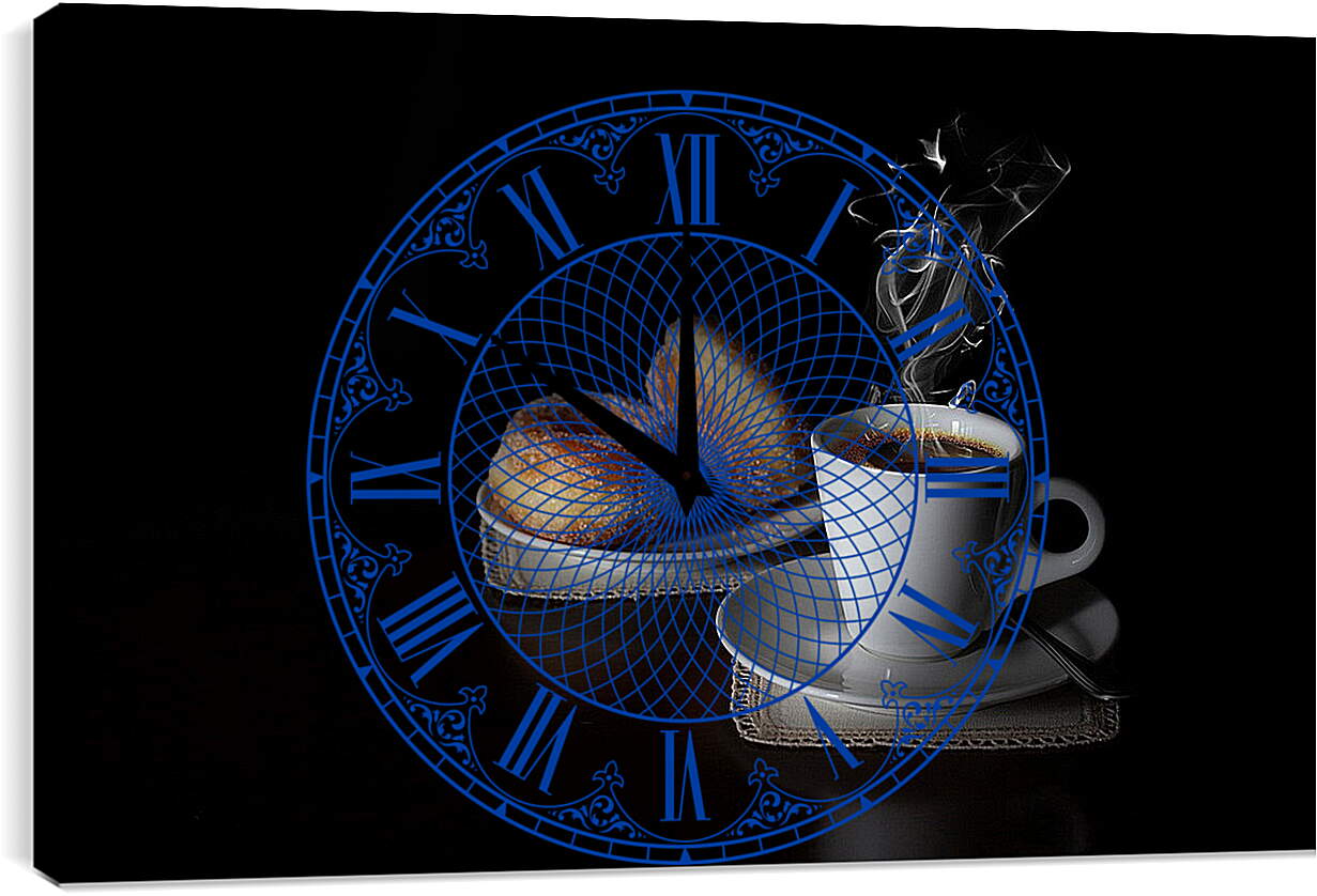 Часы картина - Чашечка кофе с булочками
