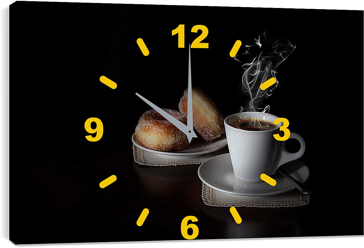 Часы картина - Чашечка кофе с булочками