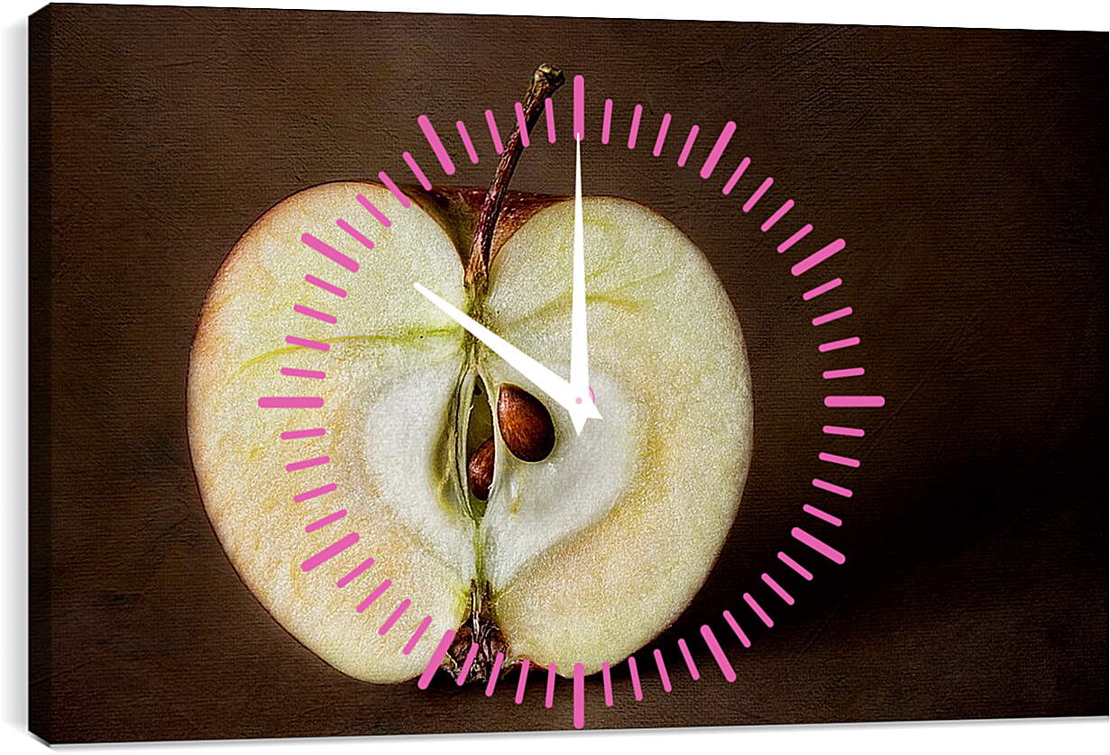 Часы картина - Яблоко с косточками