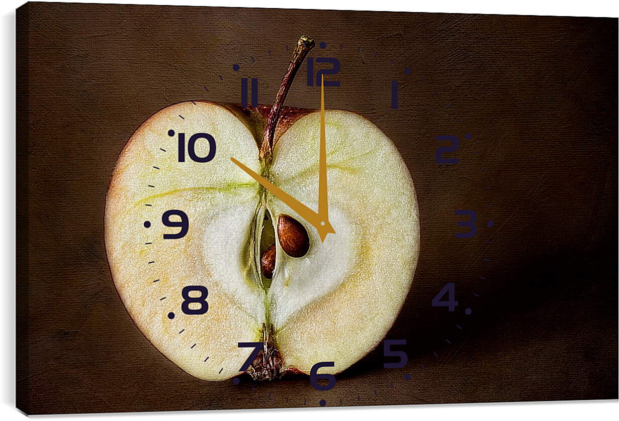 Часы картина - Яблоко с косточками