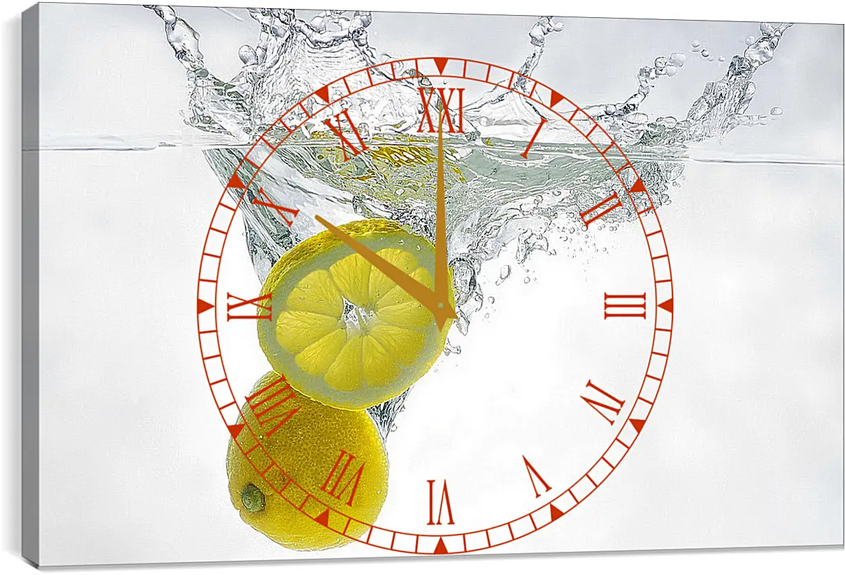 Часы картина - Дольки лимона в воде
