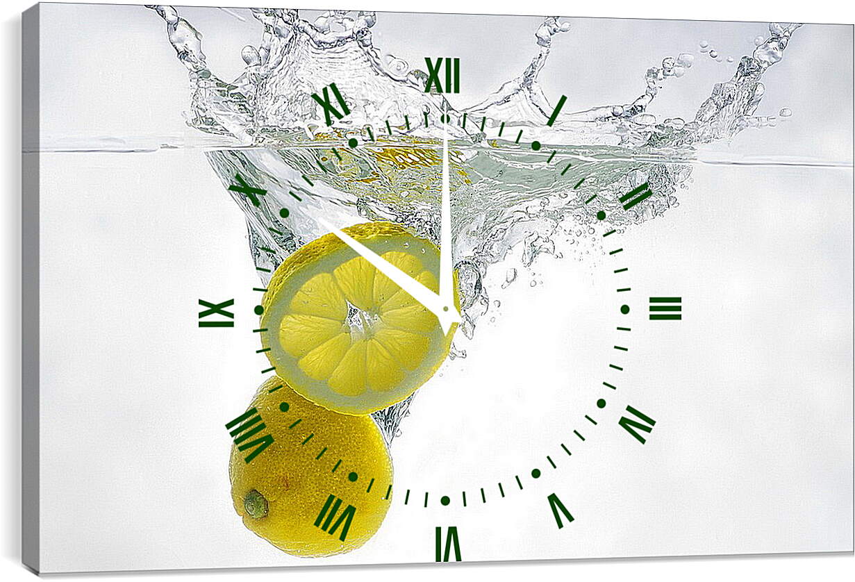 Часы картина - Дольки лимона в воде