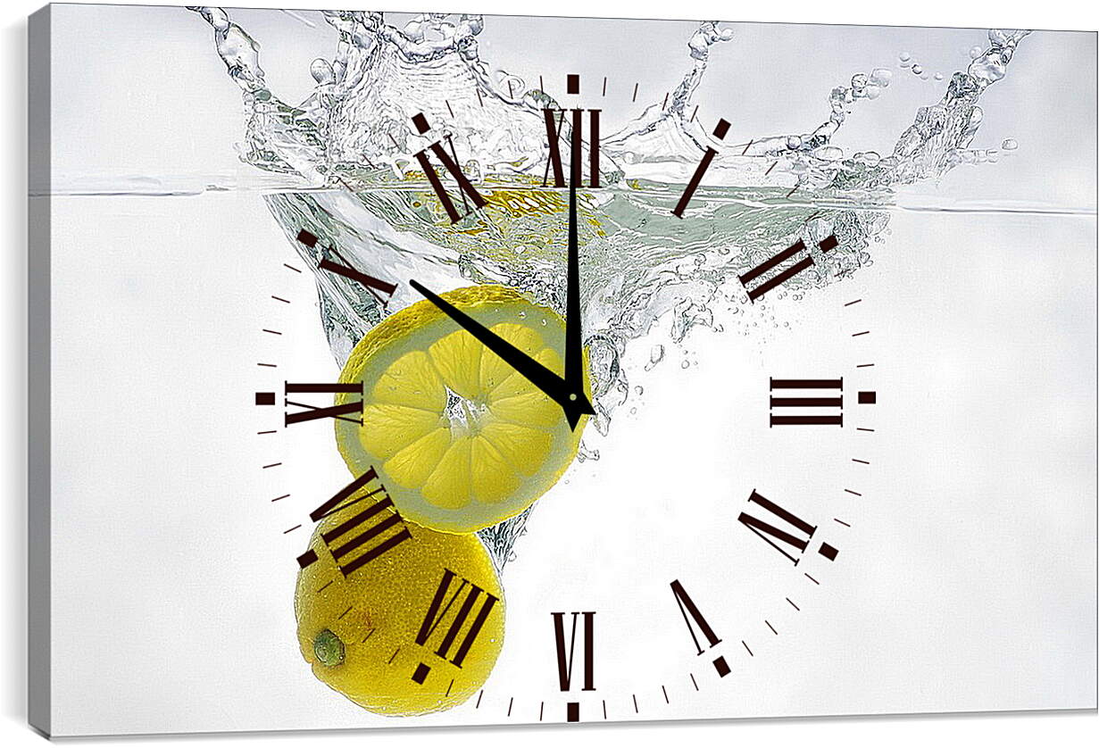 Часы картина - Дольки лимона в воде