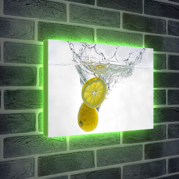 Лайтбокс световая панель - Дольки лимона в воде