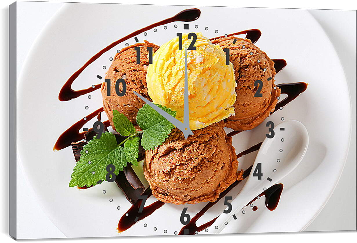 Часы картина - Мороженое на тарелочке