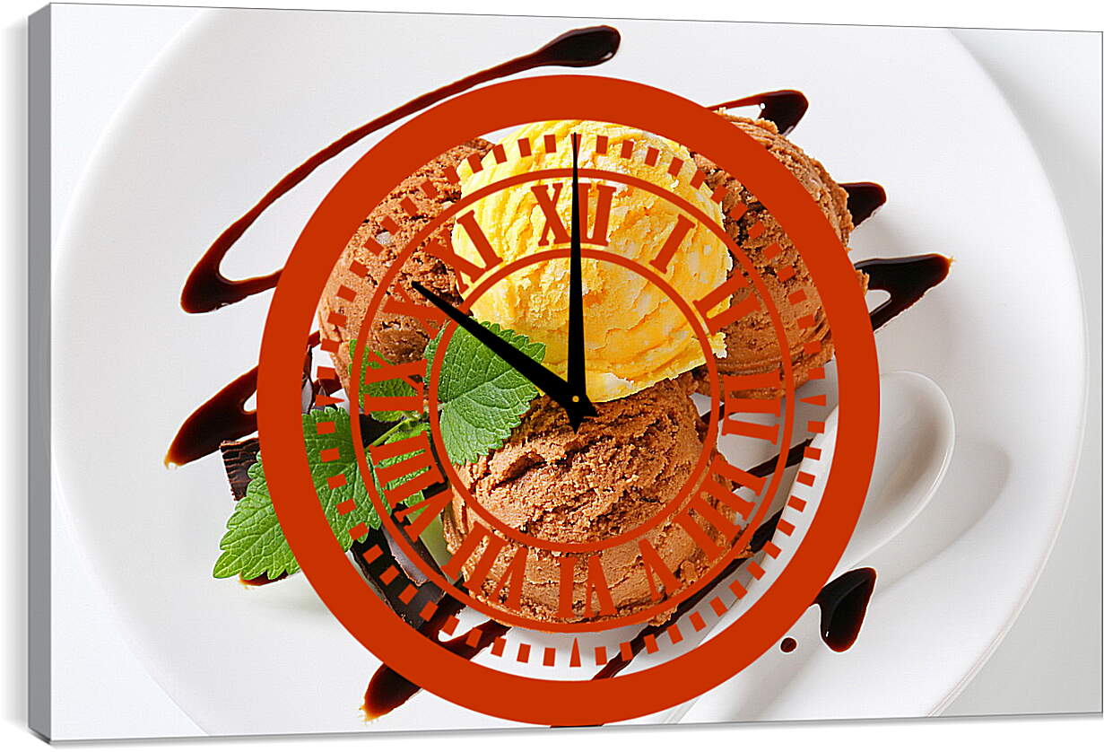 Часы картина - Мороженое на тарелочке