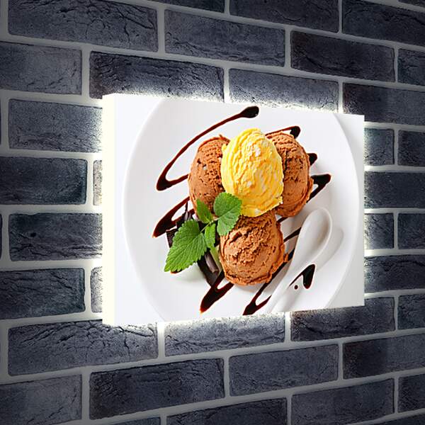 Лайтбокс световая панель - Мороженое на тарелочке