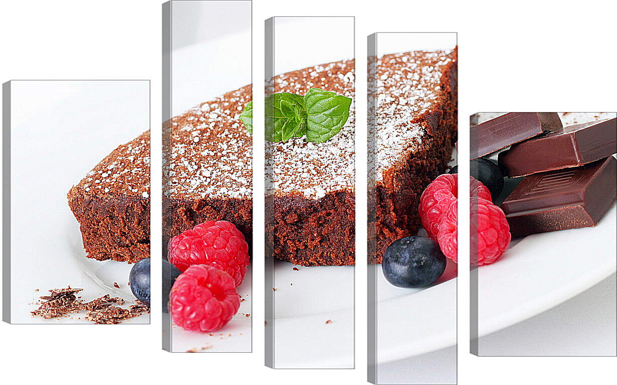 Модульная картина - Десерт, ягоды, шоколад