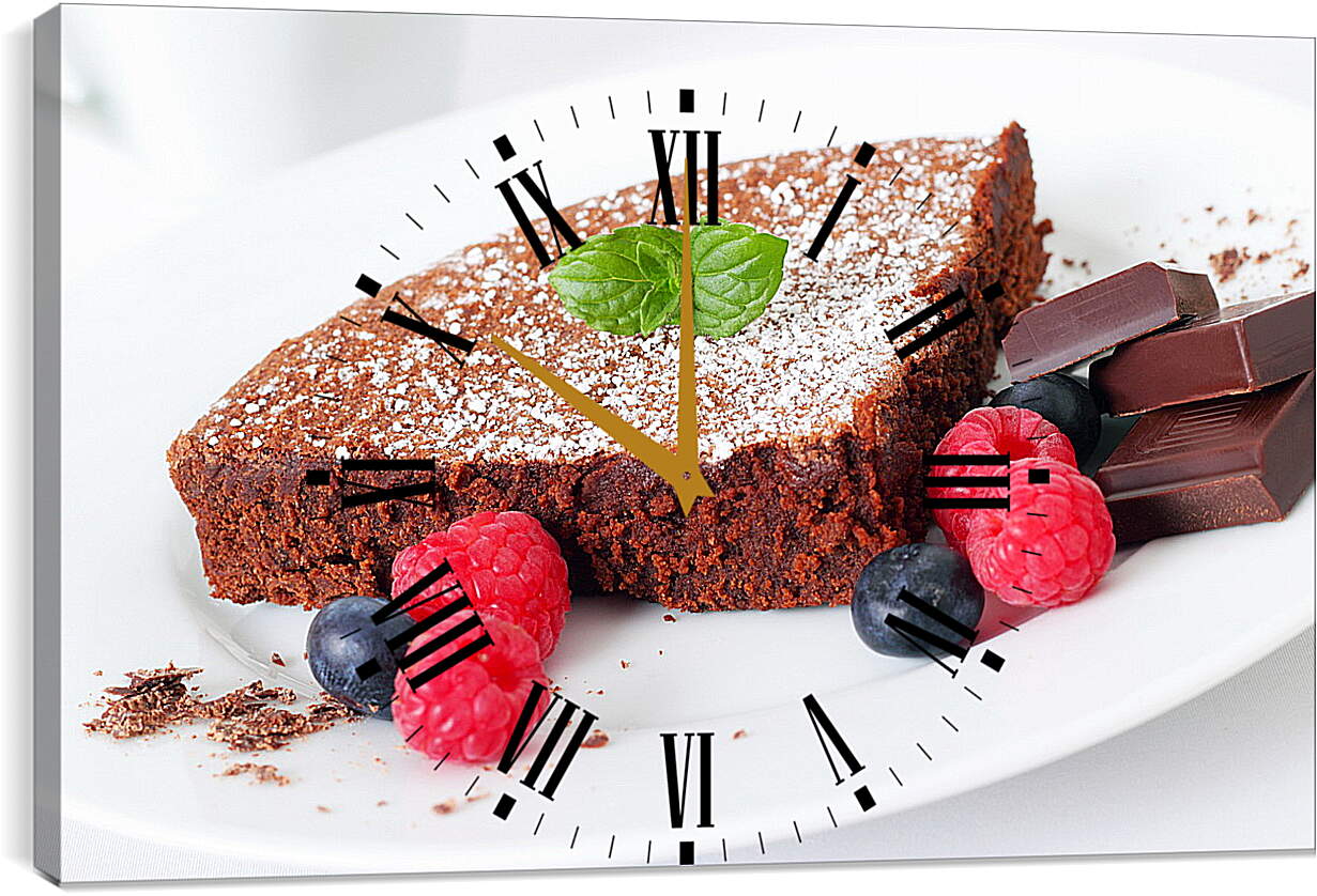 Часы картина - Десерт, ягоды, шоколад