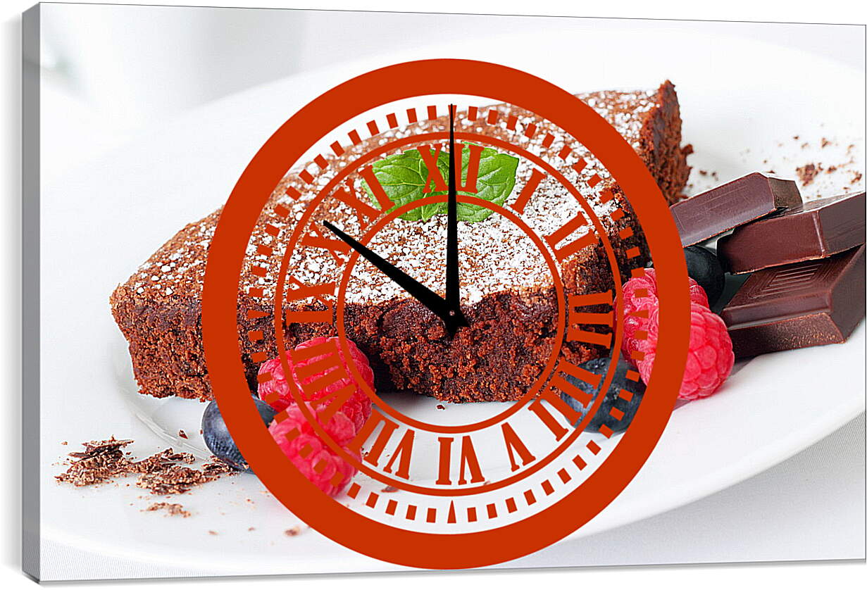 Часы картина - Десерт, ягоды, шоколад