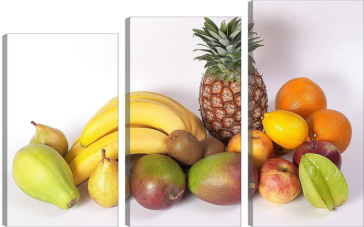 Модульная картина - Бананы, ананас, груши, манго, яблоки...