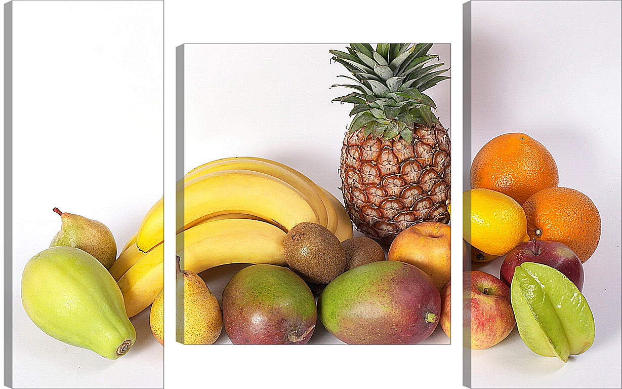 Модульная картина - Бананы, ананас, груши, манго, яблоки...