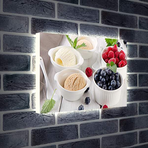 Лайтбокс световая панель - Мороженое, черника, малина