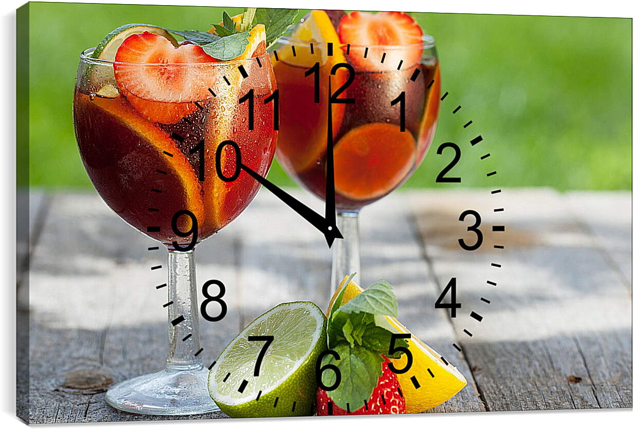Часы картина - Коктейли с фруктами